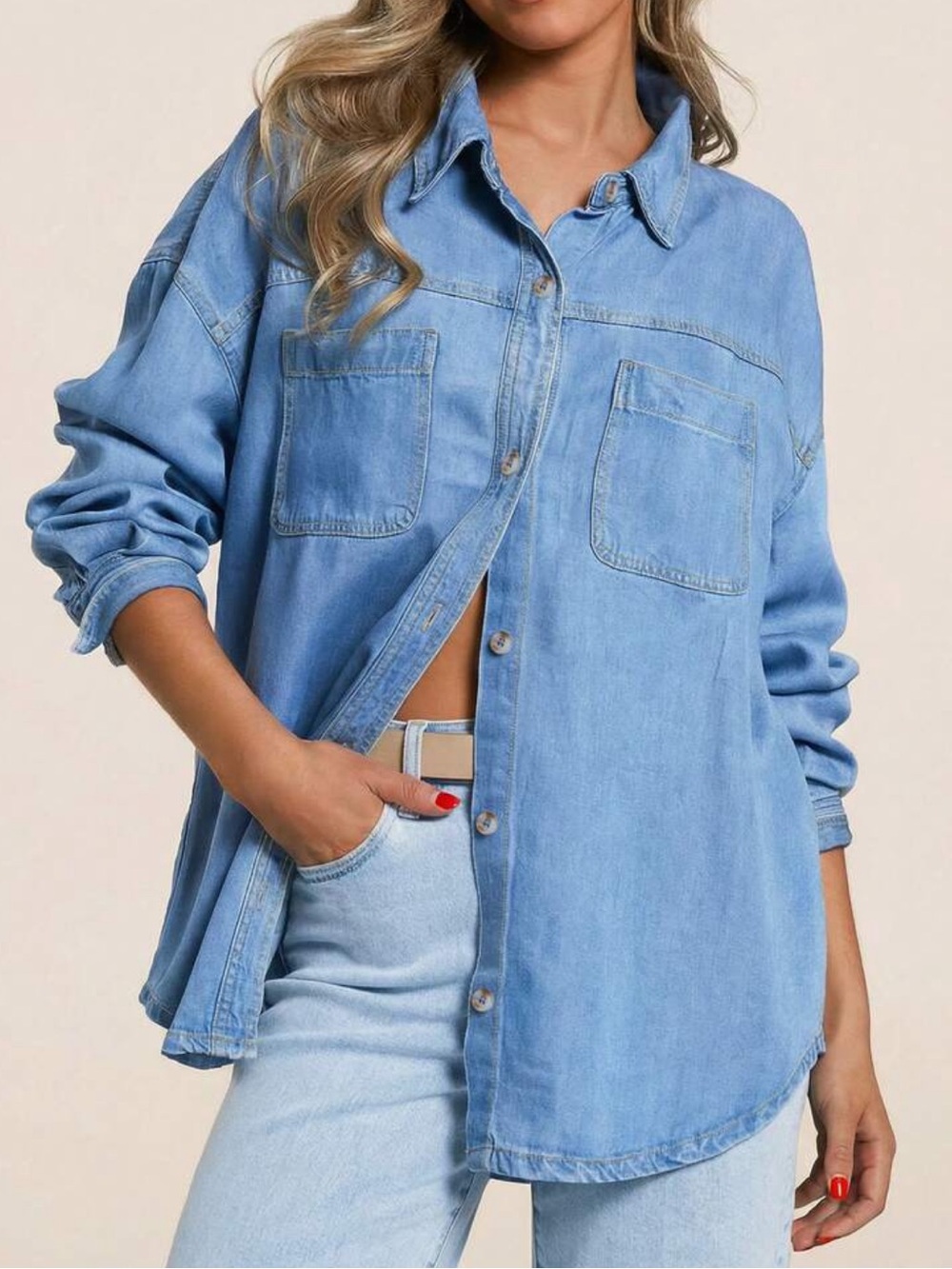 Women Oversized Denim Shirt